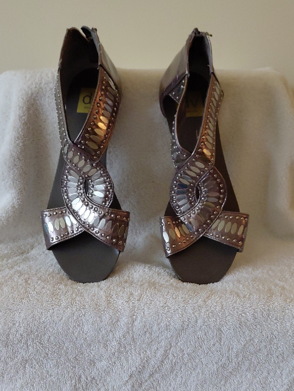 Women’s Pewter Beaded Zip In The Back  Sandals